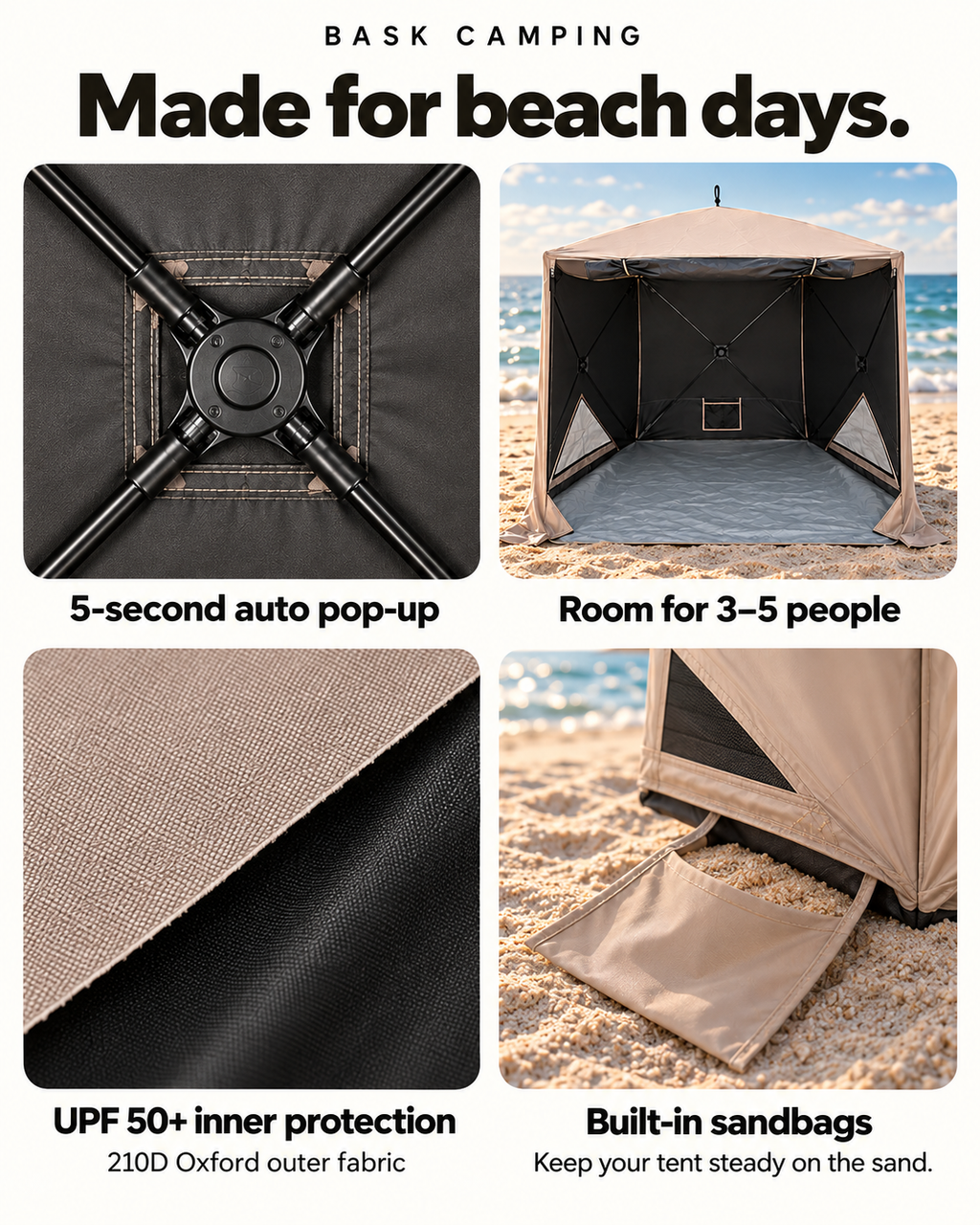 BASK Square Pop-Up Beach Tent