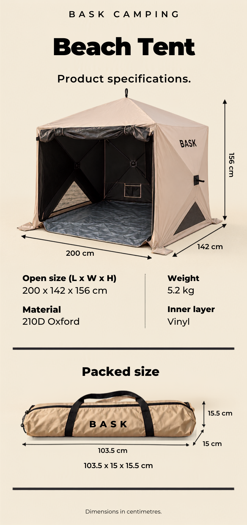BASK Square Pop-Up Beach Tent